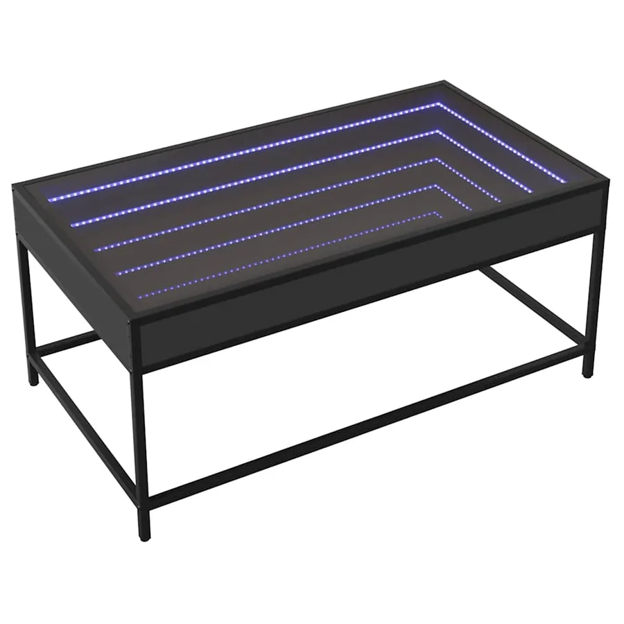 Table basse avec LED infini noir 90x50x41 cm - 3