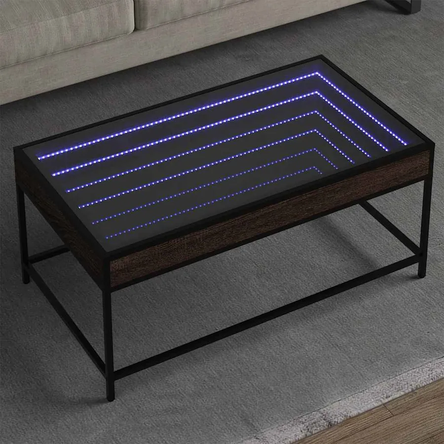 Table basse avec LED Infinity chêne marron 90x50x41 cm