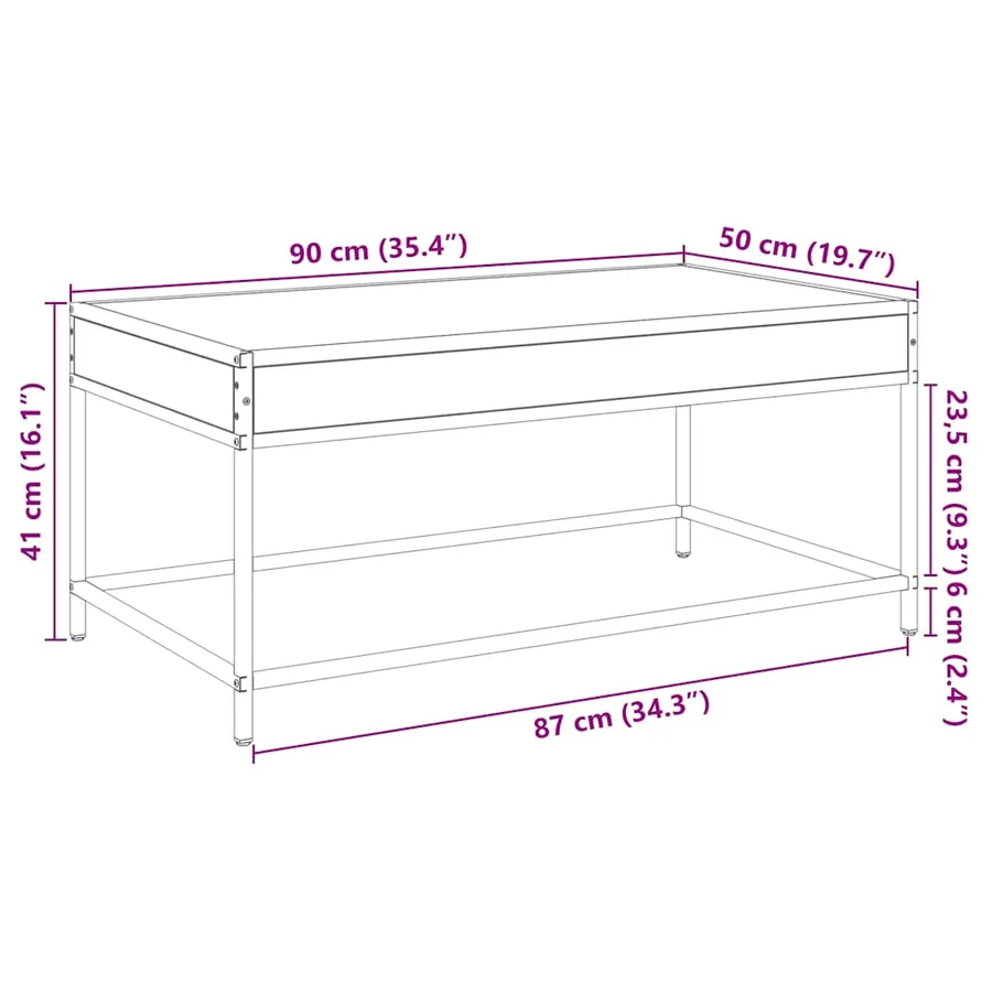Table basse avec LED Infinity chêne marron 90x50x41 cm - 13