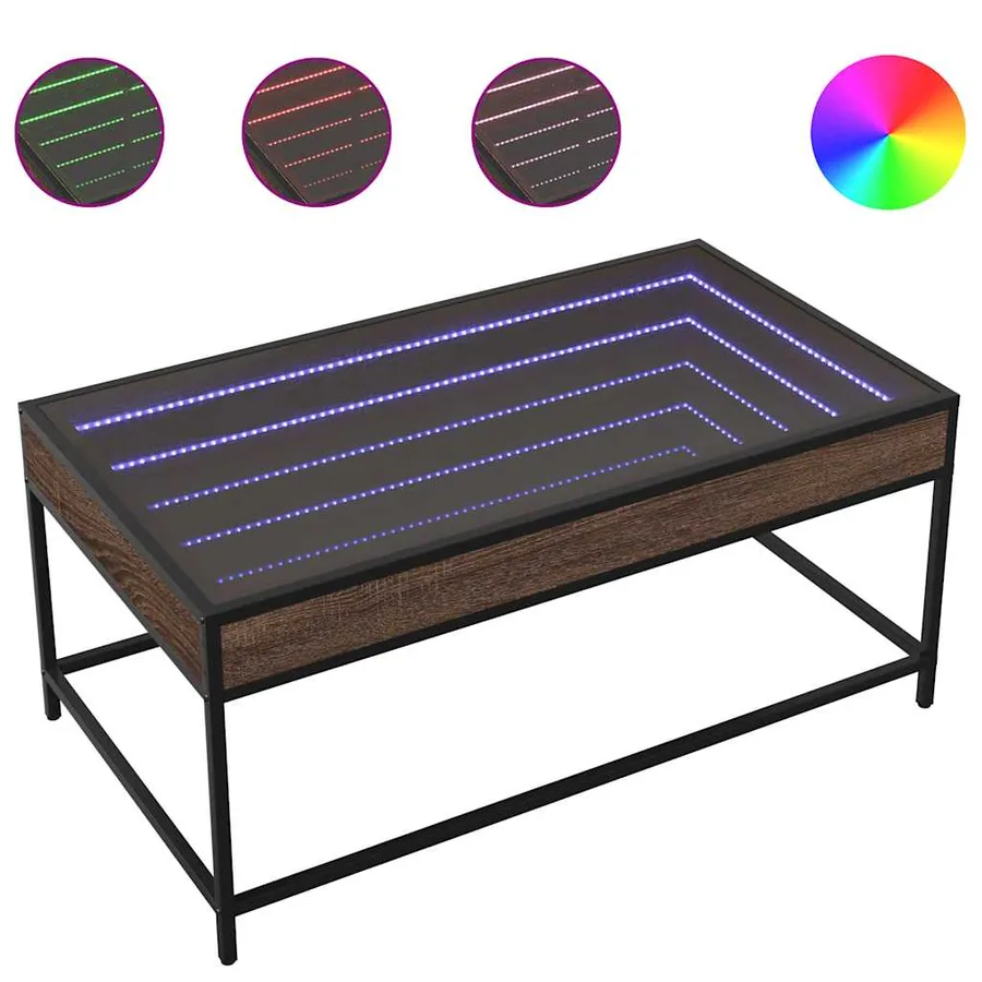 Table basse avec LED Infinity chêne marron 90x50x41 cm - 2
