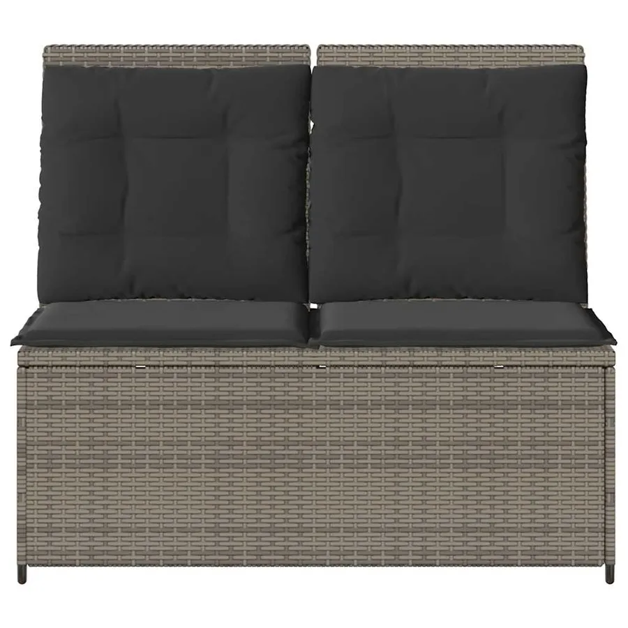 Banc inclinable de jardin avec coussins gris résine tressée - 4