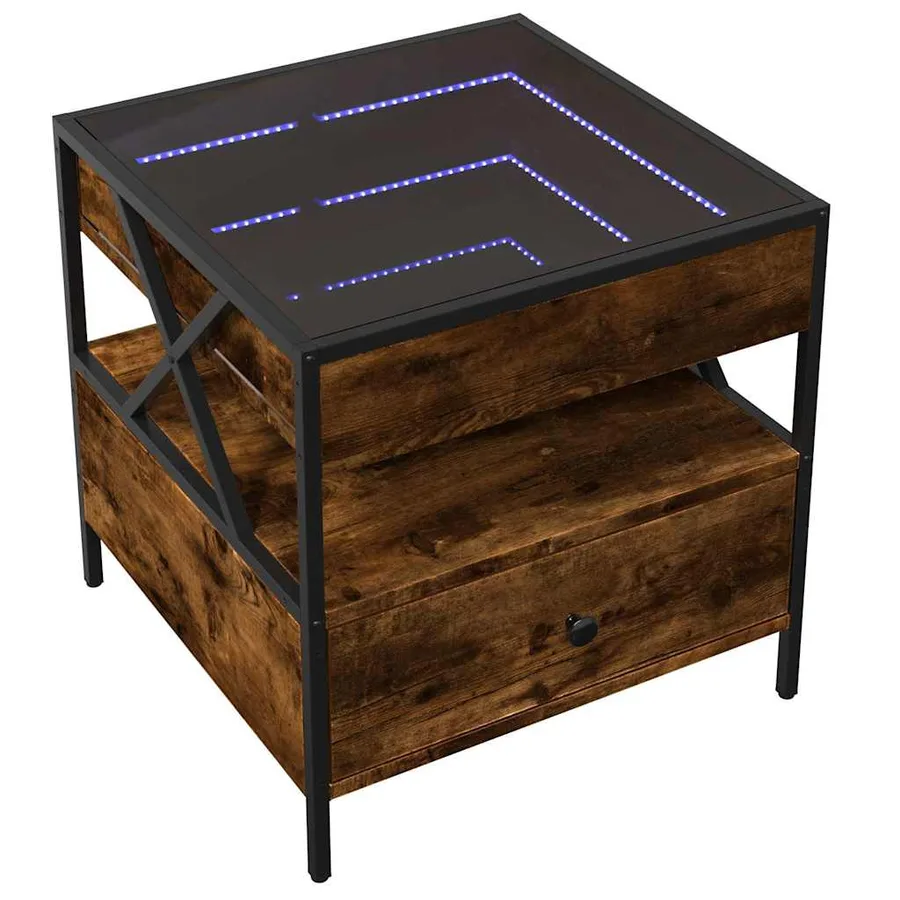 Table basse avec LED Infinity chêne fumé 50x50x51 cm - 3