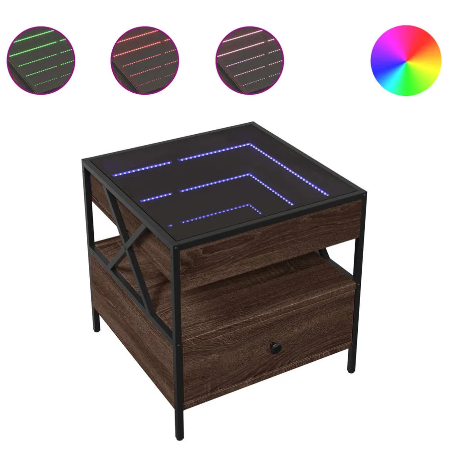 Table basse avec LED Infinity chêne marron 50x50x51 cm - 2