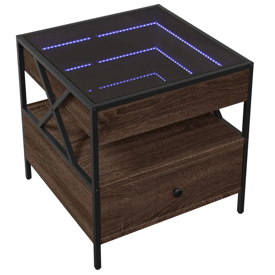 Table basse avec LED Infinity chêne marron 50x50x51 cm - 3