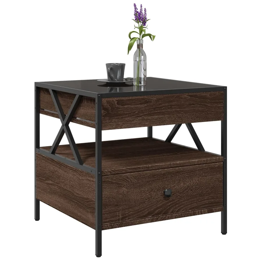Table basse avec LED Infinity chêne marron 50x50x51 cm - 5