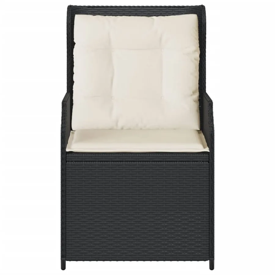 Chaises inclinables de jardin lot de 2 et coussins noir rotin - 5