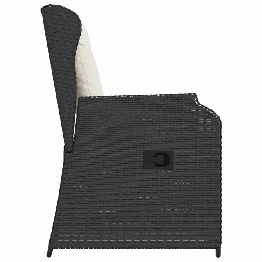 Chaises inclinables de jardin lot de 2 et coussins noir rotin - 6