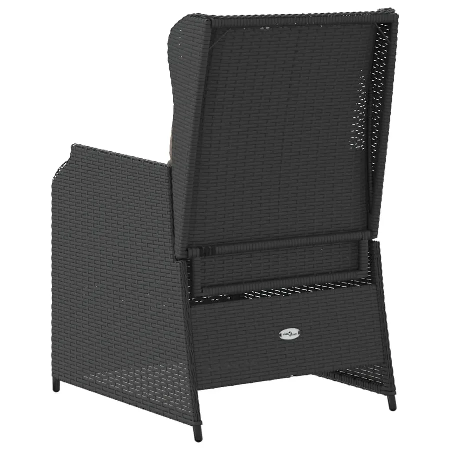 Chaises inclinables de jardin lot de 2 et coussins noir rotin - 7