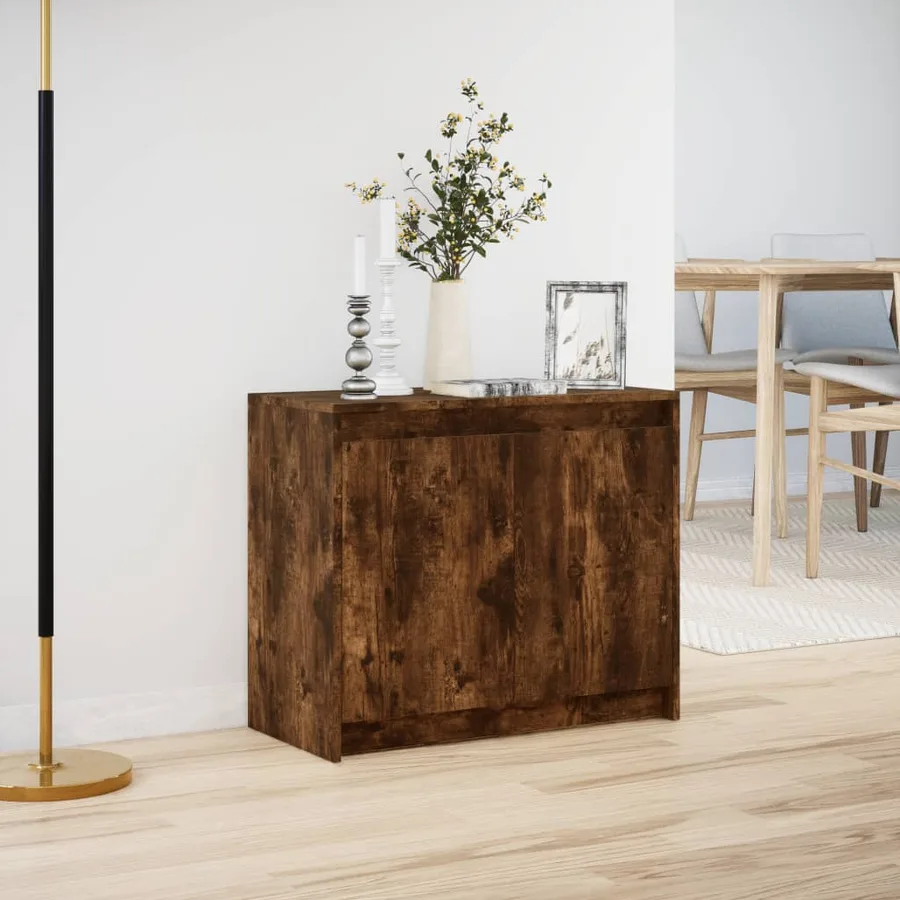 Buffet avec LED chêne fumé 72x34x61 cm bois d'ingénierie - 4