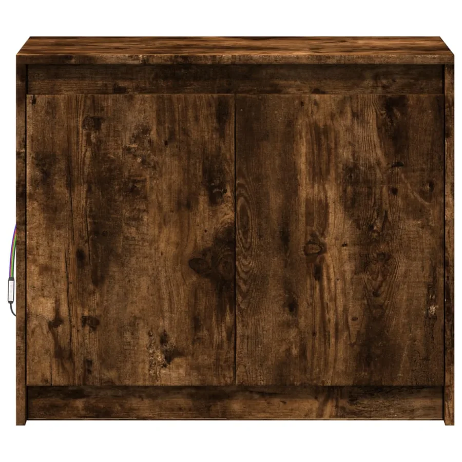 Buffet avec LED chêne fumé 72x34x61 cm bois d'ingénierie - 6