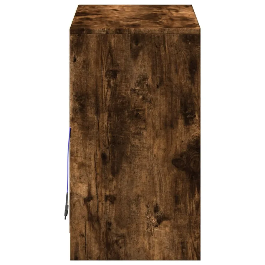 Buffet avec LED chêne fumé 72x34x61 cm bois d'ingénierie - 8