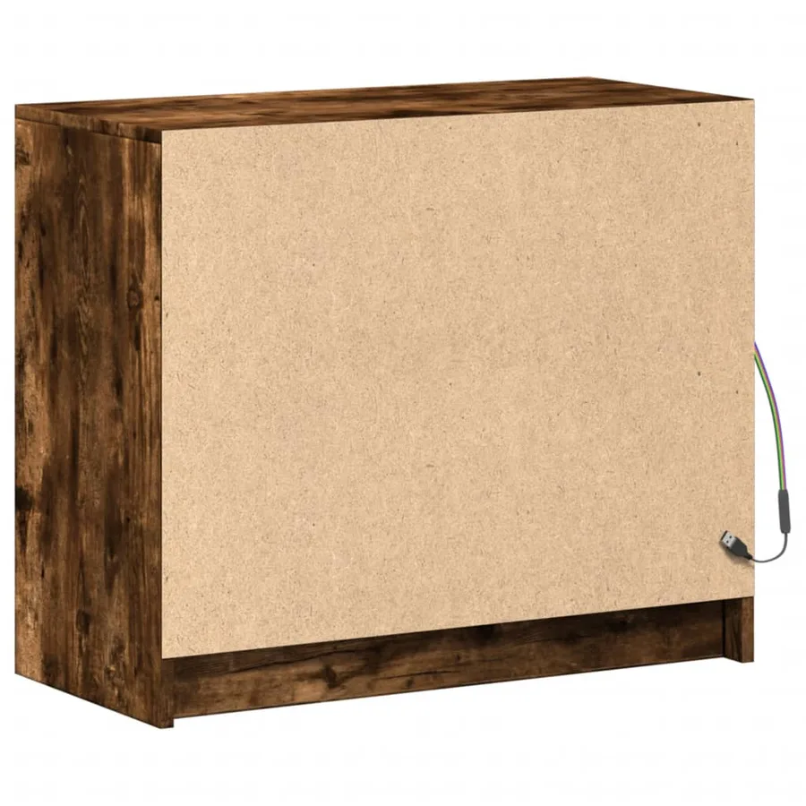 Buffet avec LED chêne fumé 72x34x61 cm bois d'ingénierie - 9