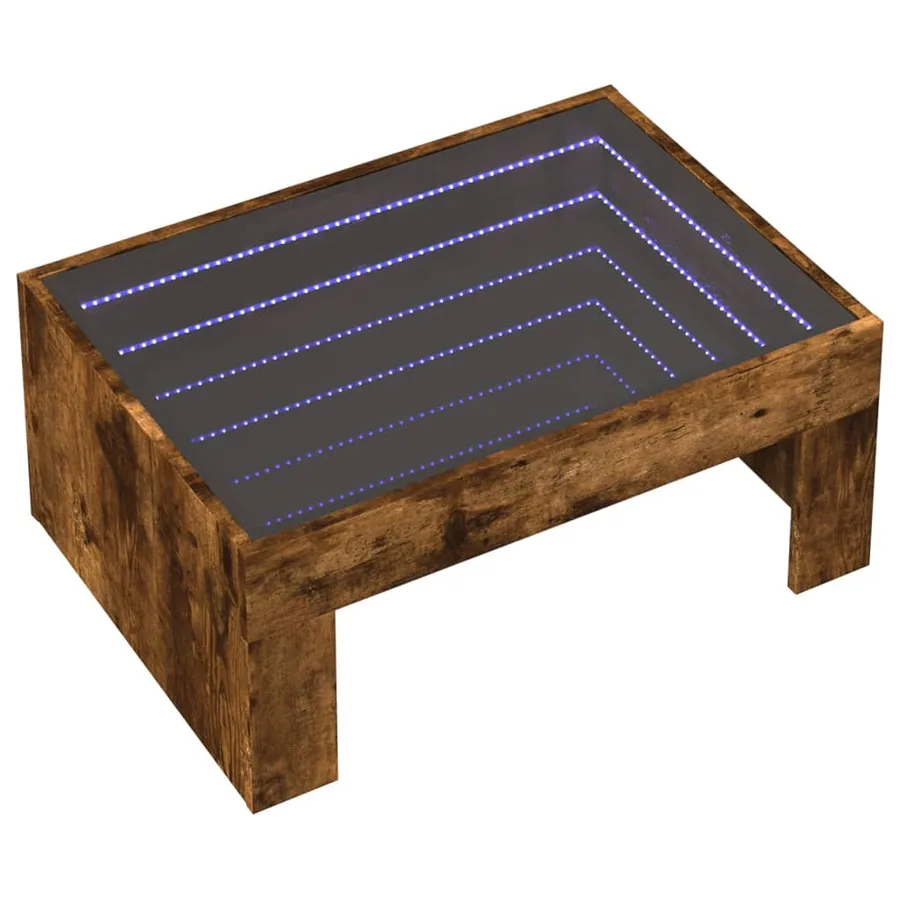 Table basse avec LED infini chêne fumé 70x50x30 cm - 3