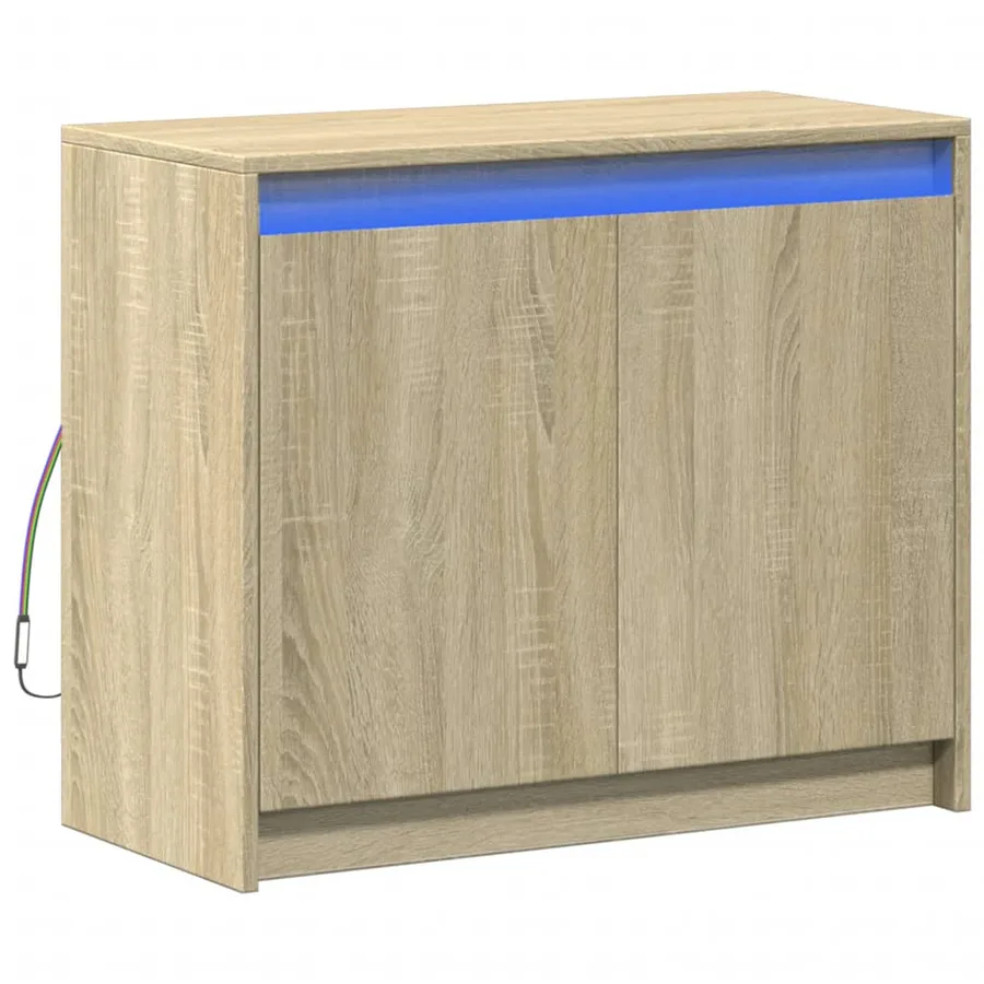 Buffet avec LED chêne sonoma 72x34x61 cm bois d'ingénierie - 3