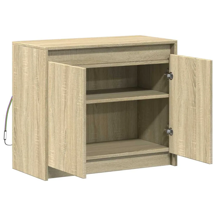 Buffet avec LED chêne sonoma 72x34x61 cm bois d'ingénierie - 7