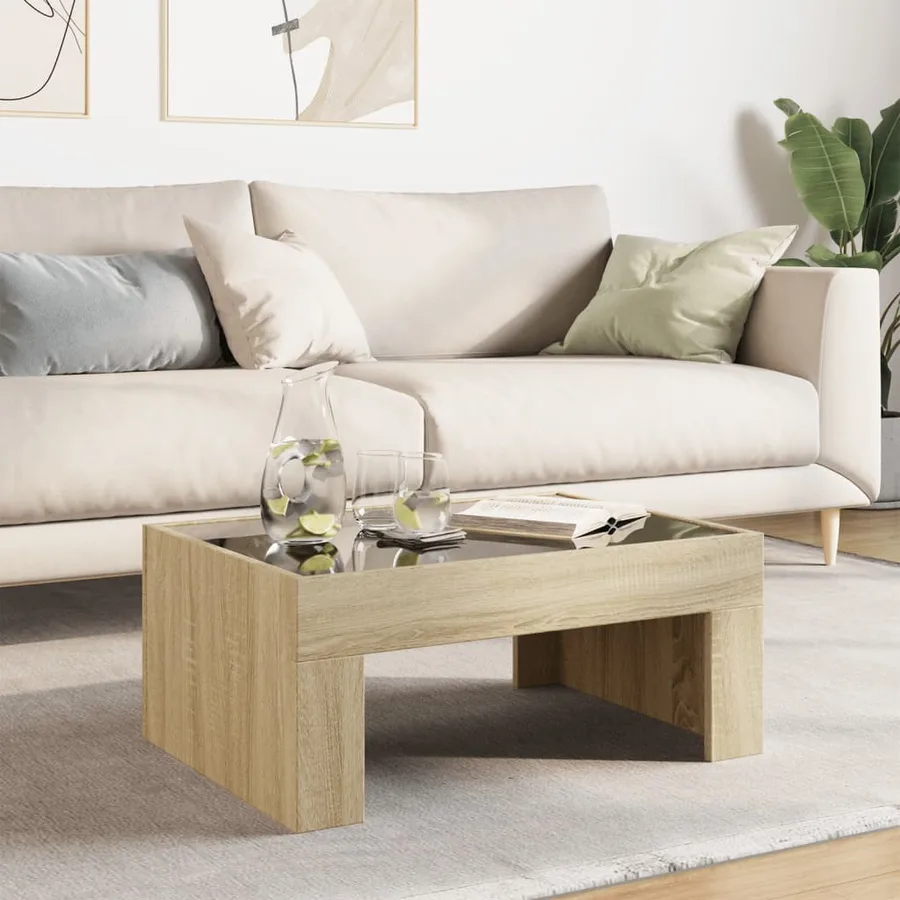 Table basse avec LED infini chêne sonoma 70x50x30 cm - 4