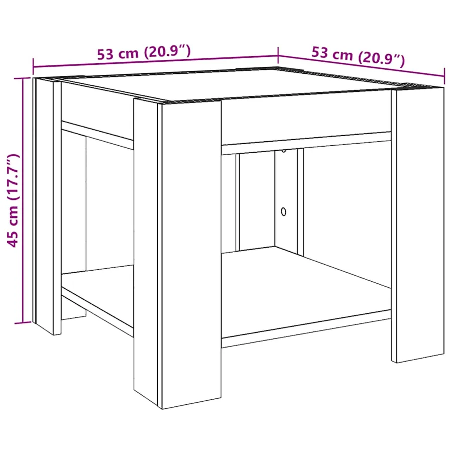 Table basse avec LED chêne sonoma 53x53x45 cm bois d'ingénierie - 13