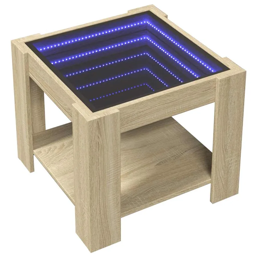Table basse avec LED chêne sonoma 53x53x45 cm bois d'ingénierie - 3