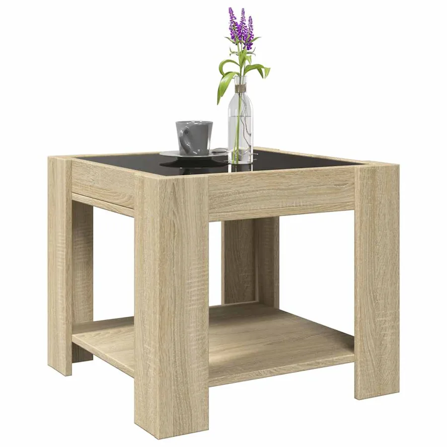 Table basse avec LED chêne sonoma 53x53x45 cm bois d'ingénierie - 5