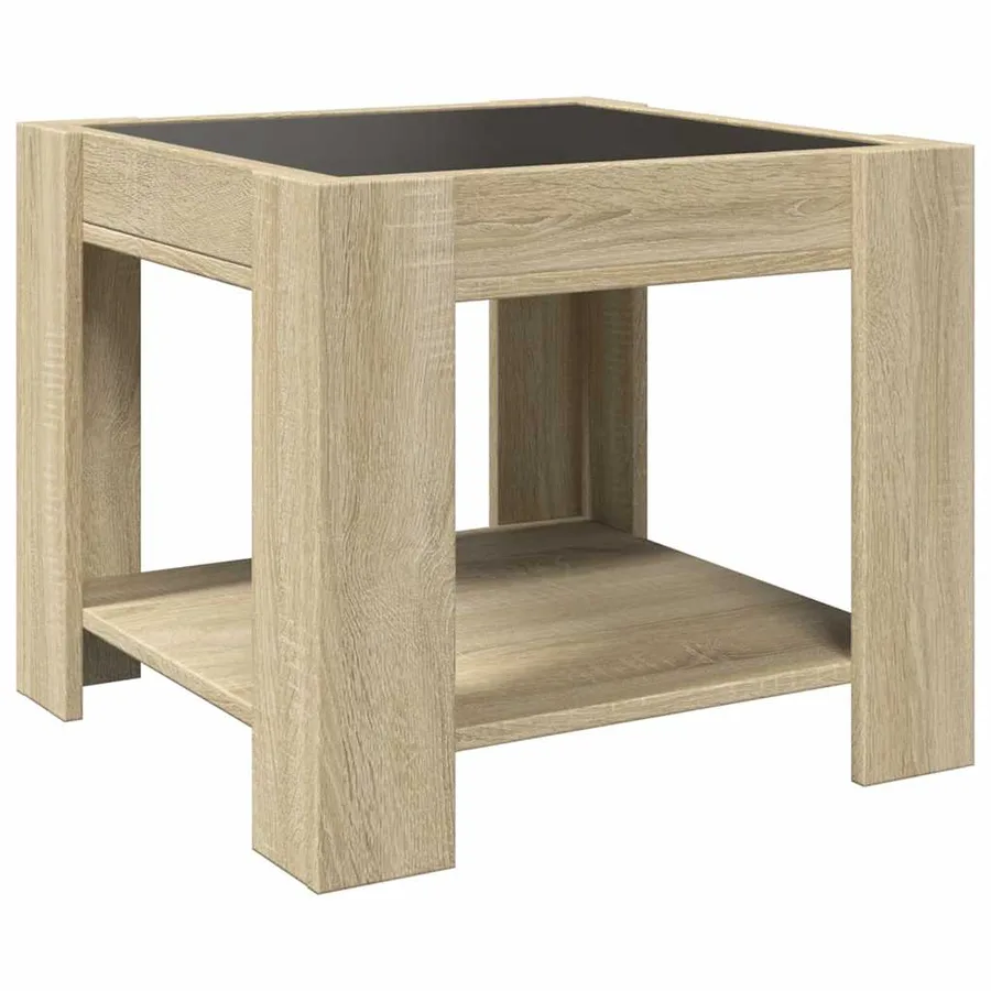 Table basse avec LED chêne sonoma 53x53x45 cm bois d'ingénierie - 8