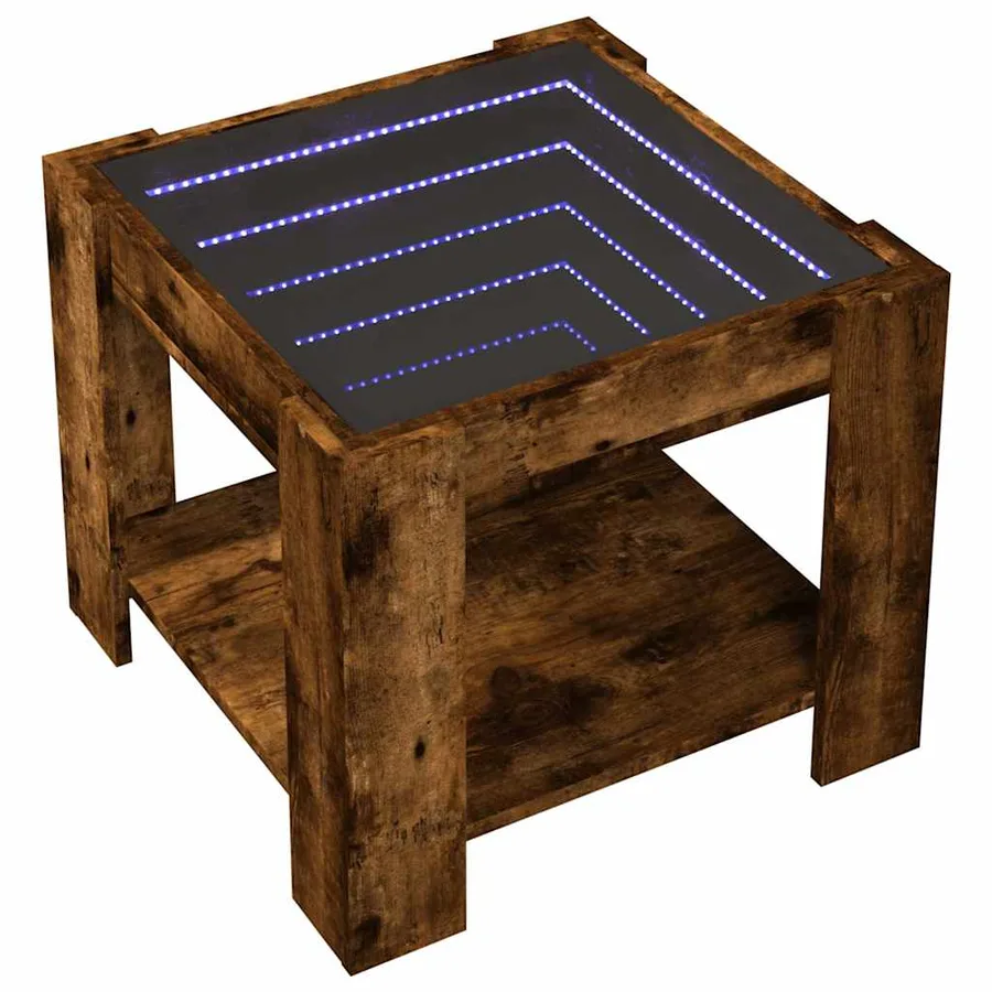 Table basse avec LED chêne fumé 53x53x45 cm bois d'ingénierie - 3
