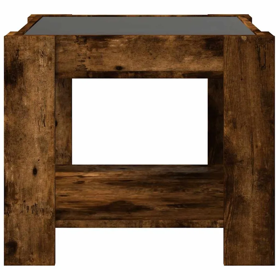 Table basse avec LED chêne fumé 53x53x45 cm bois d'ingénierie - 6