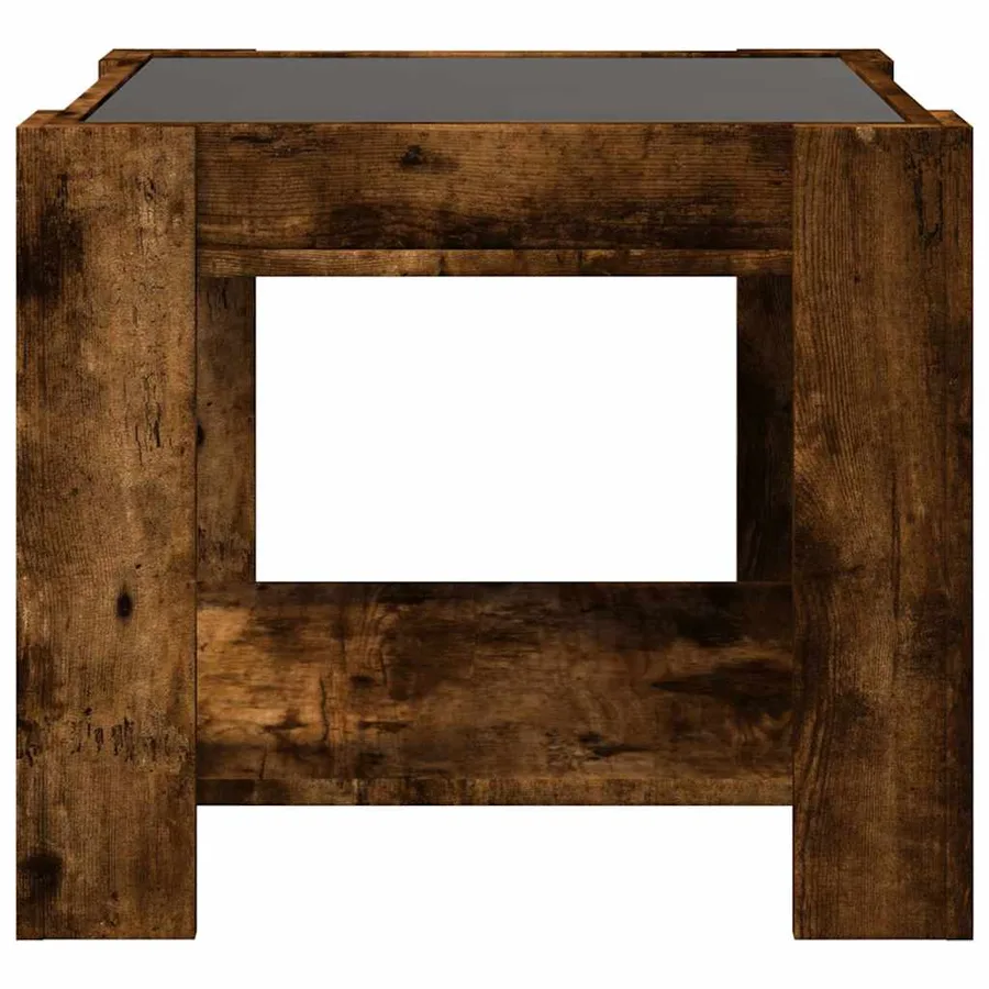 Table basse avec LED chêne fumé 53x53x45 cm bois d'ingénierie - 7
