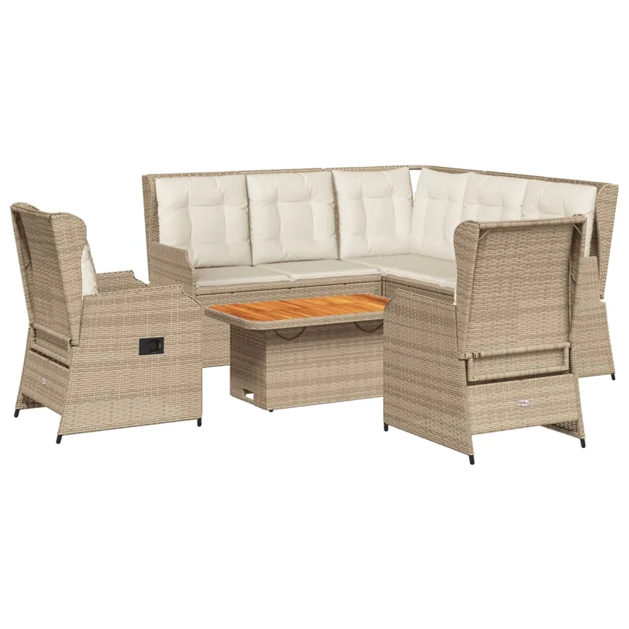 Salon de jardin avec coussins 6 pcs beige résine tressée - 2