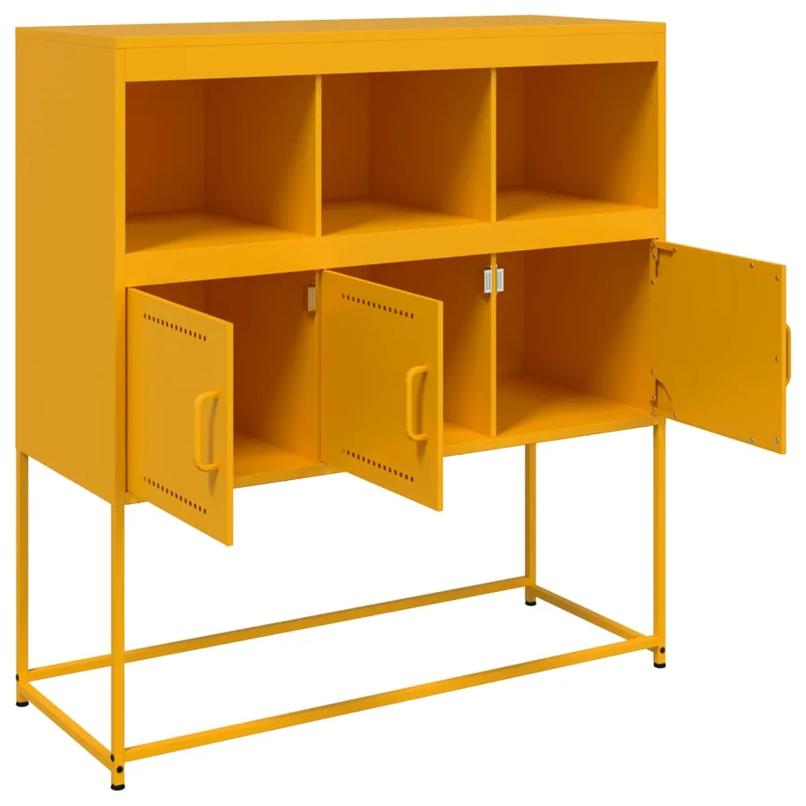 Buffet jaune moutarde 100,5x39x107 cm acier - 10