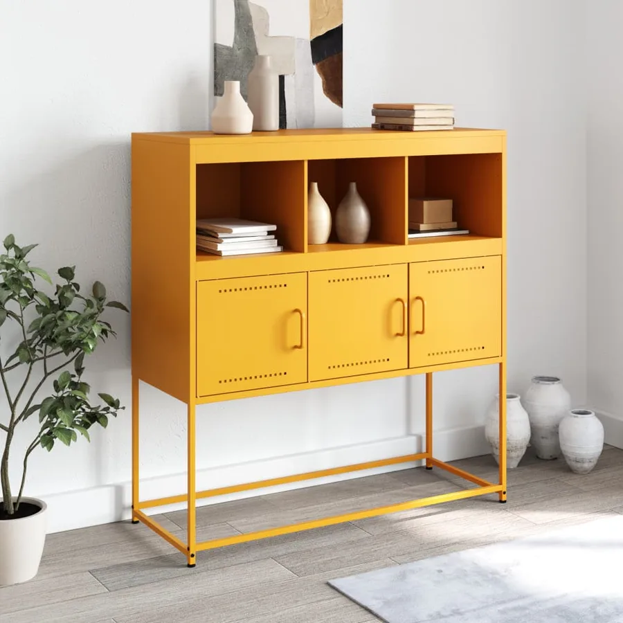 Buffet jaune moutarde 100,5x39x107 cm acier - 3