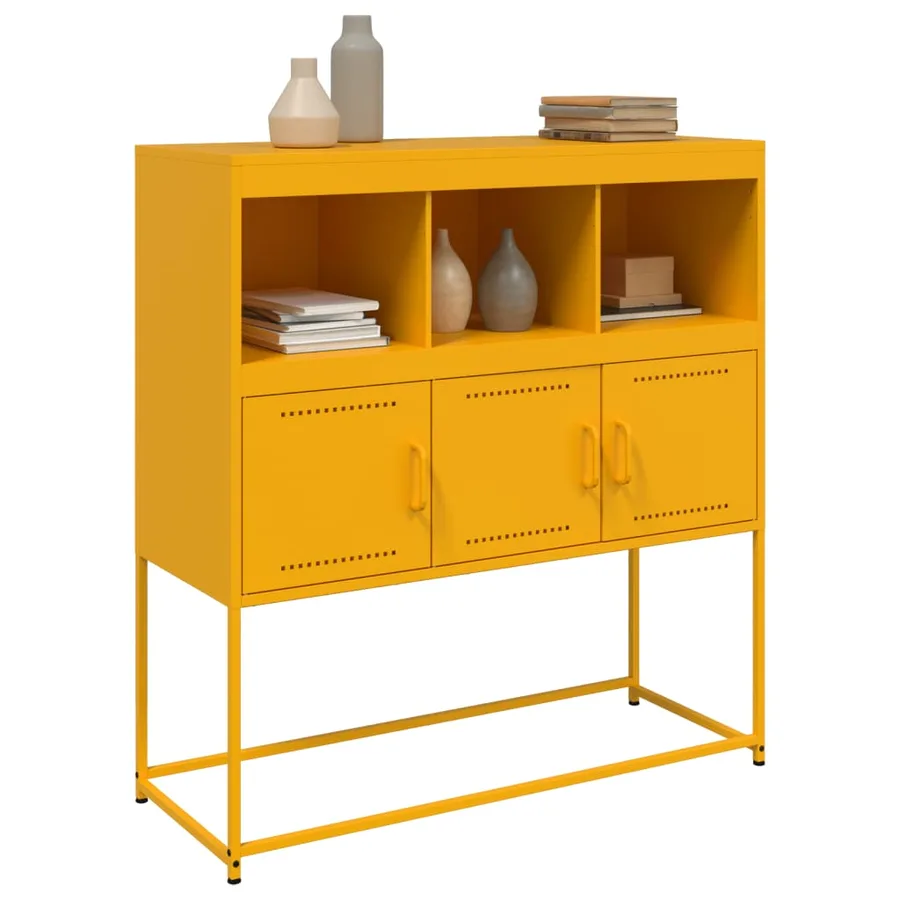Buffet jaune moutarde 100,5x39x107 cm acier - 4