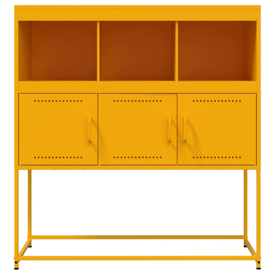 Buffet jaune moutarde 100,5x39x107 cm acier - 6