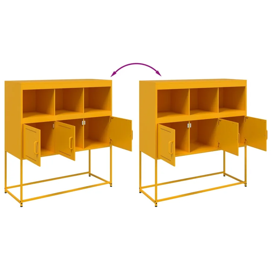 Buffet jaune moutarde 100,5x39x107 cm acier - 9