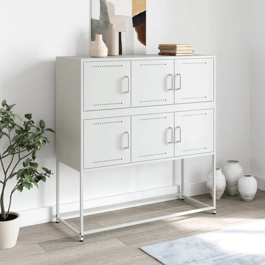 Buffet blanc 100,5x39x107 cm acier - 3