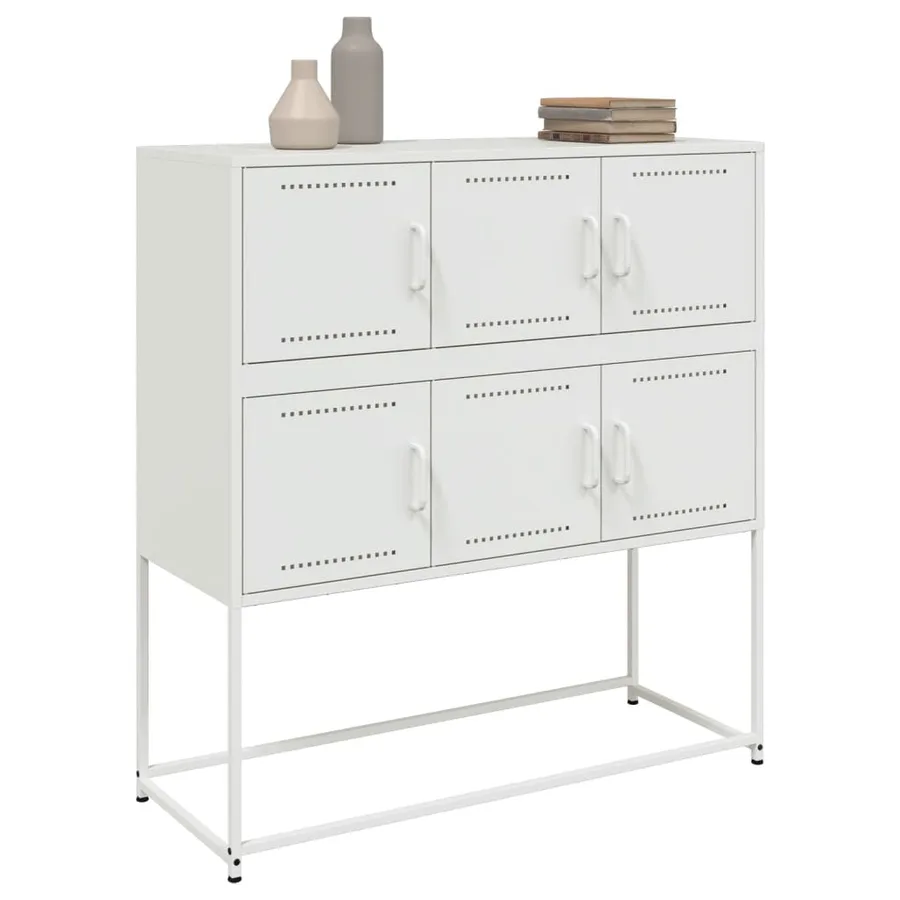 Buffet blanc 100,5x39x107 cm acier - 4