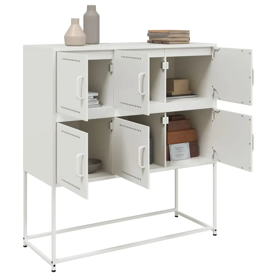 Buffet blanc 100,5x39x107 cm acier - 5