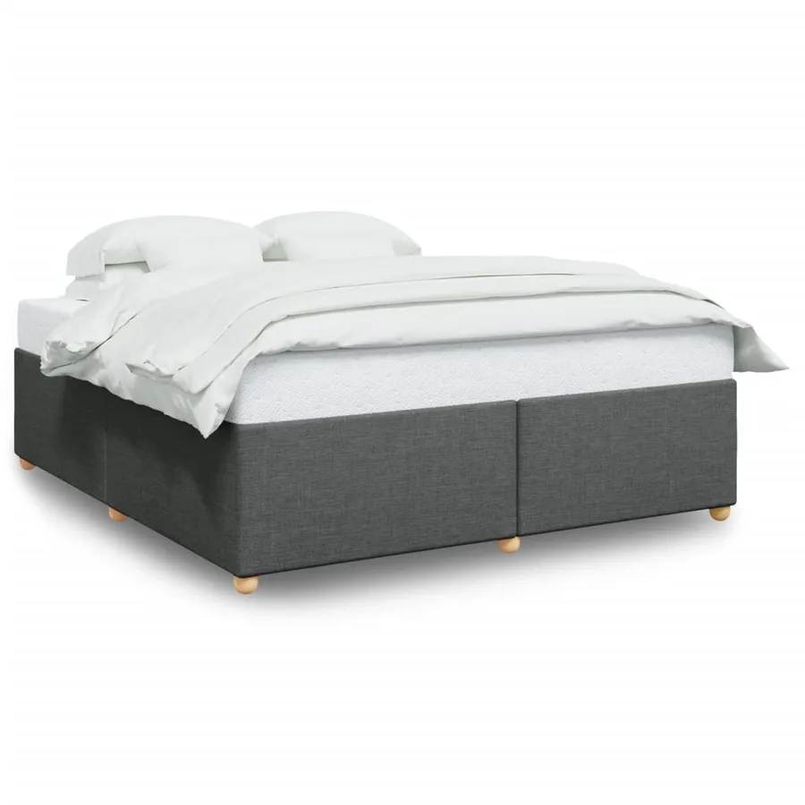 Cadre de lit sans matelas gris foncé 180x200 cm tissu - 2