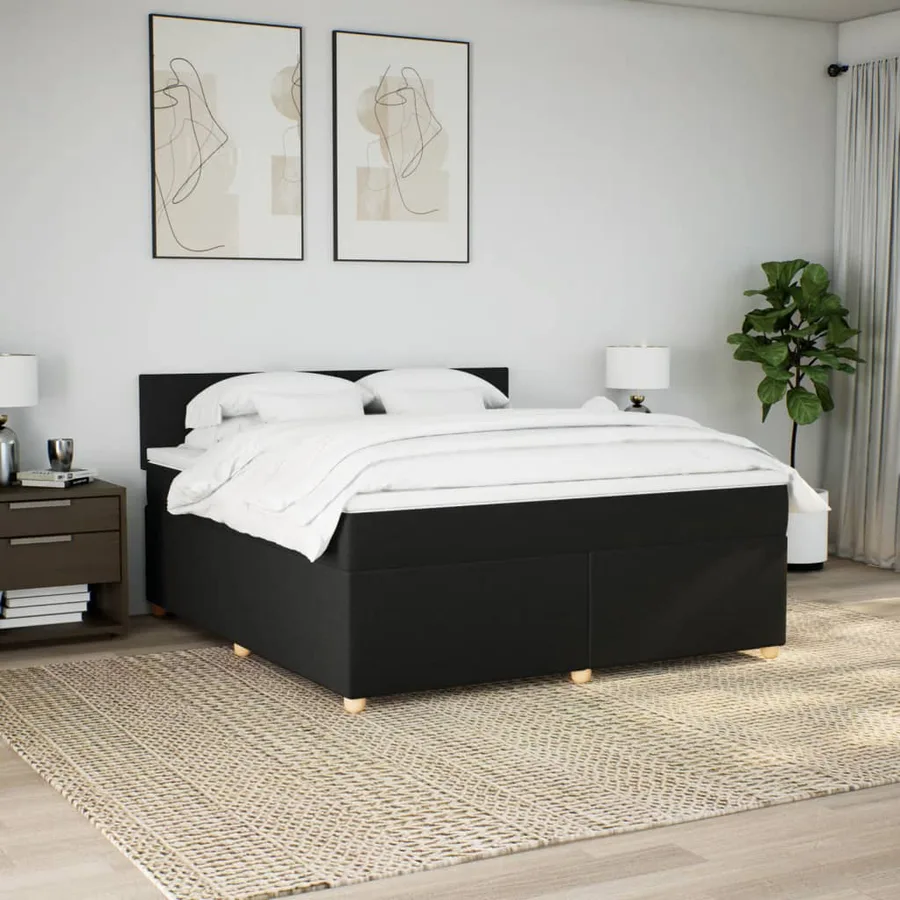 Sommier à lattes de lit avec matelas Noir 180x200 cm Tissu - 3