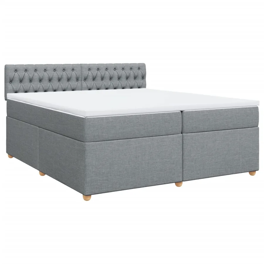 Sommier à lattes de lit avec matelas Gris clair 200x200cm Tissu - 2