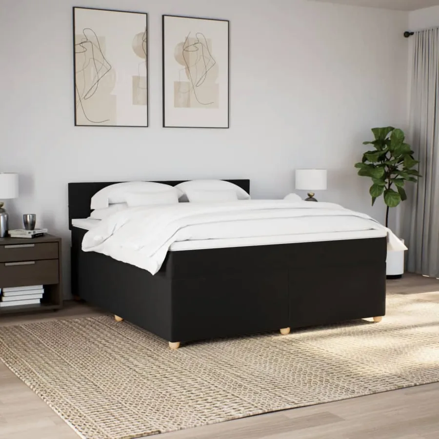Sommier à lattes de lit avec matelas Noir 180x200 cm Tissu - 3