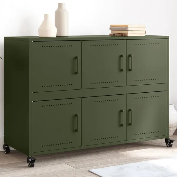 Buffet vert olive 100,5x39x72 cm acier