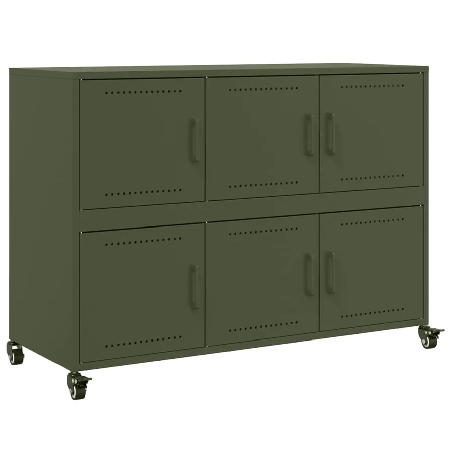 Buffet vert olive 100,5x39x72 cm acier - 2