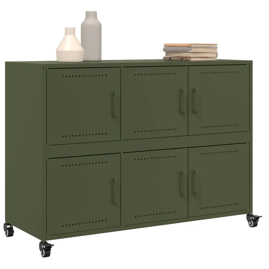 Buffet vert olive 100,5x39x72 cm acier - 4