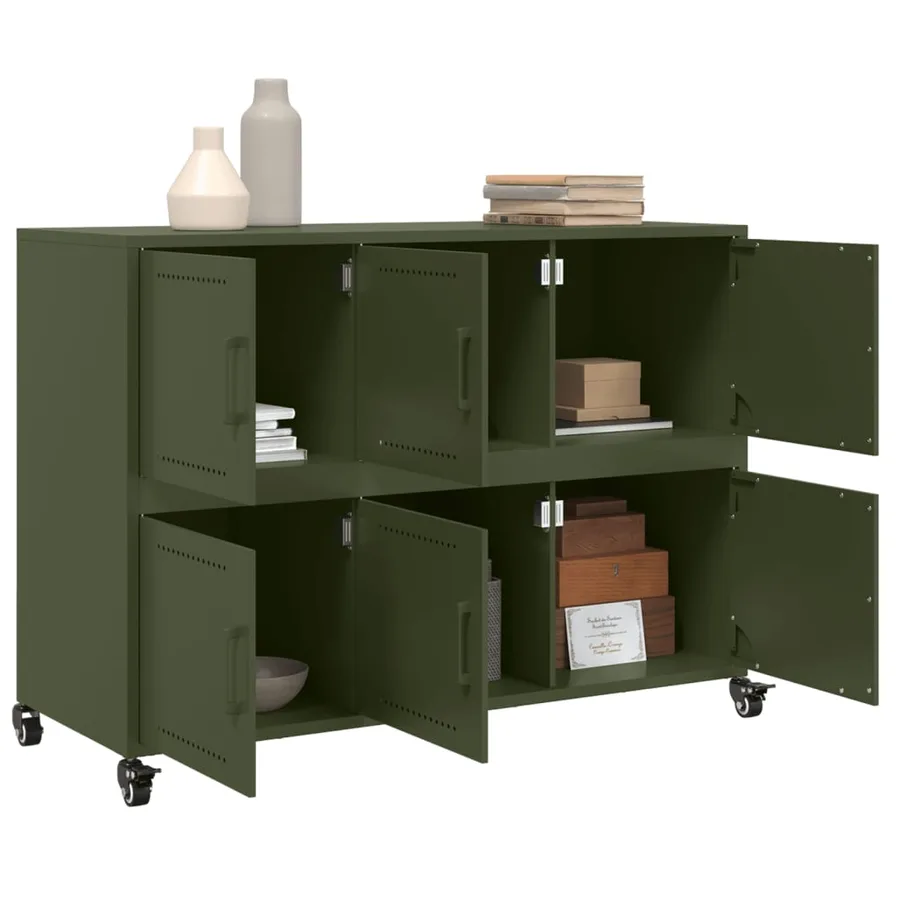 Buffet vert olive 100,5x39x72 cm acier - 5