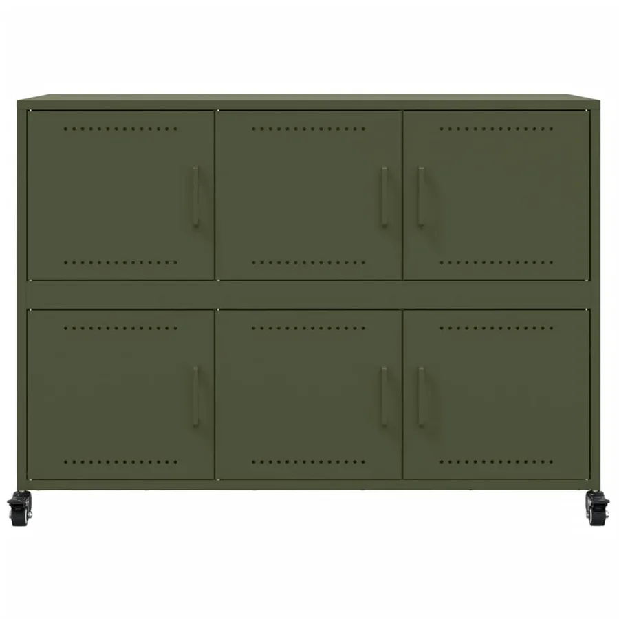 Buffet vert olive 100,5x39x72 cm acier - 6