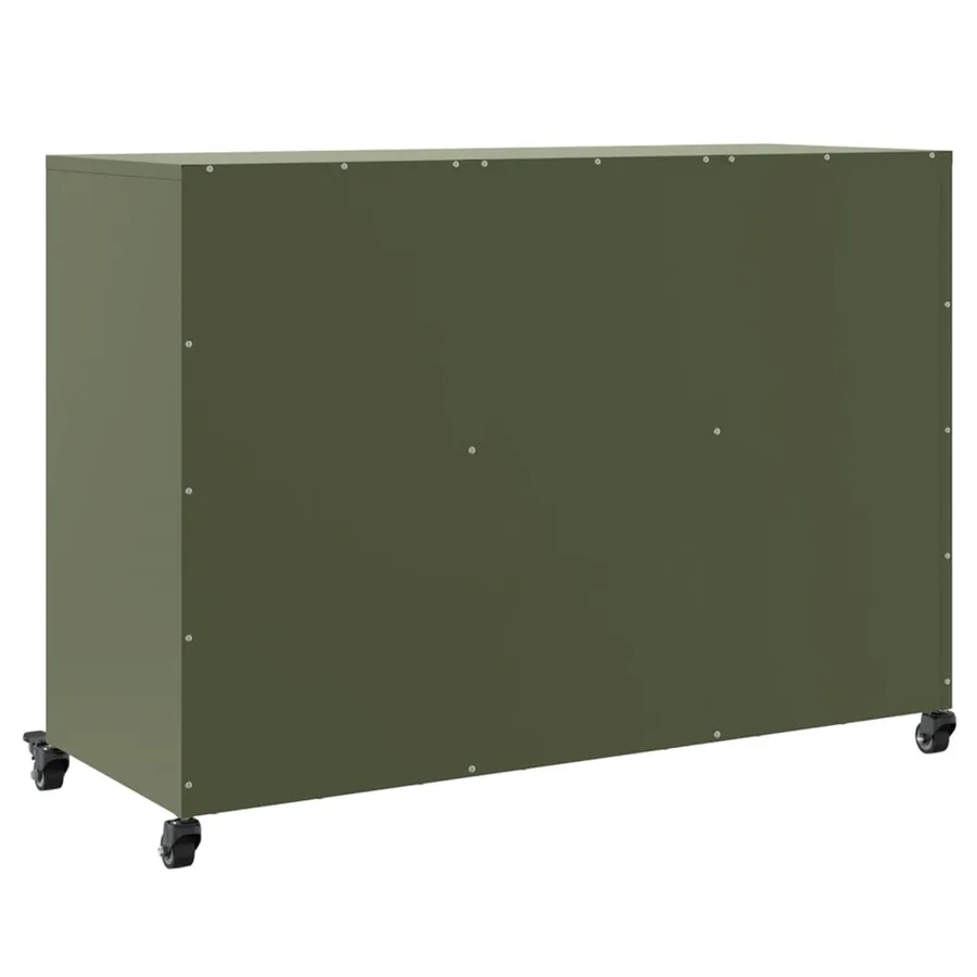 Buffet vert olive 100,5x39x72 cm acier - 8