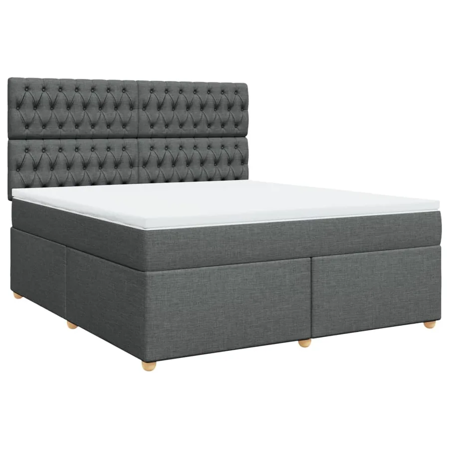 Sommier à lattes de lit avec matelas Gris foncé 180x200cm Tissu - 2