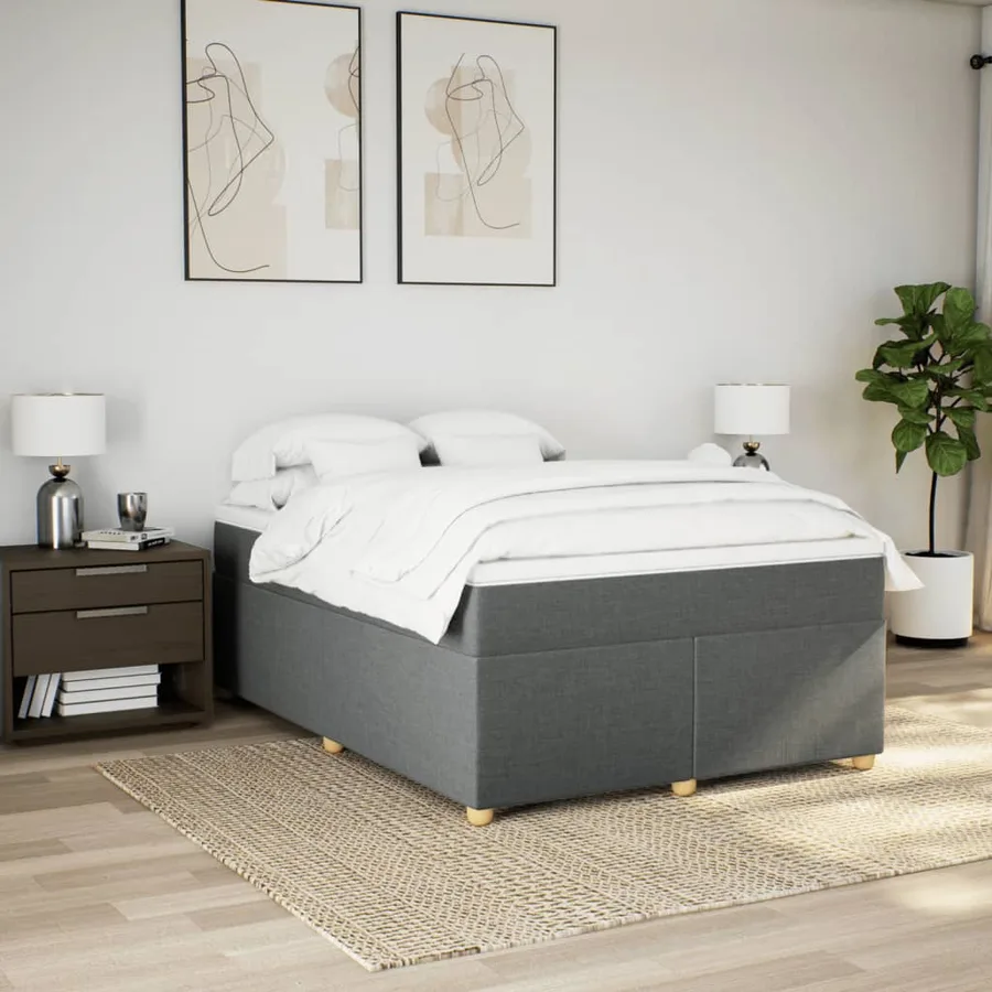Sommier à lattes de lit avec matelas Gris foncé 140x190cm Tissu - 3