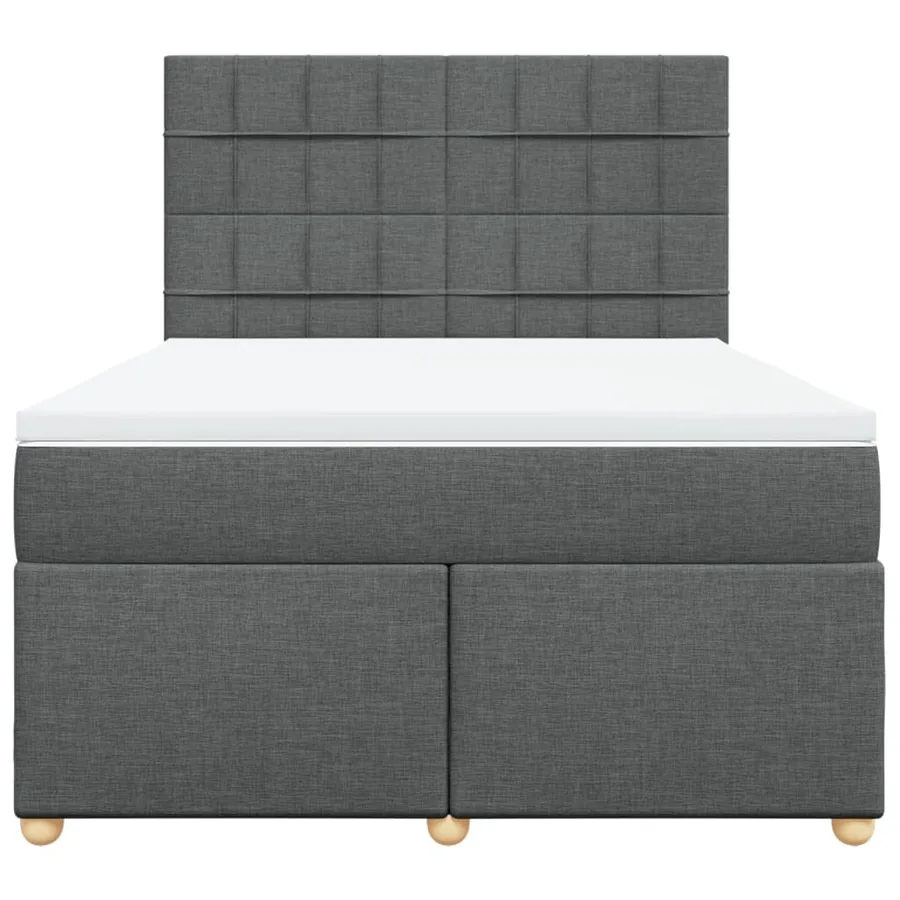 Sommier à lattes de lit avec matelas Gris foncé 140x190cm Tissu - 4