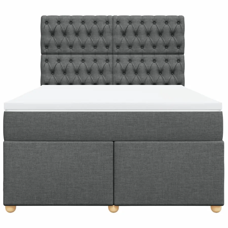 Sommier à lattes de lit avec matelas Gris foncé 140x190cm Tissu - 4